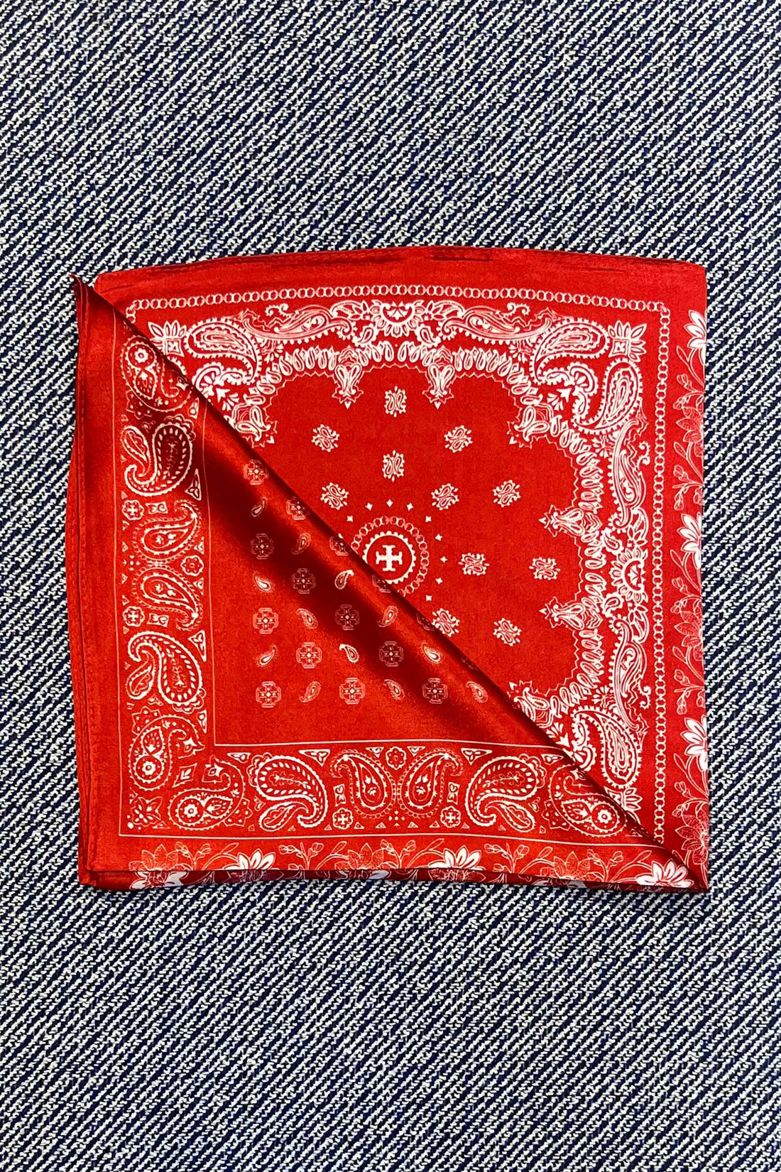 Silk scarf red/off white paisley