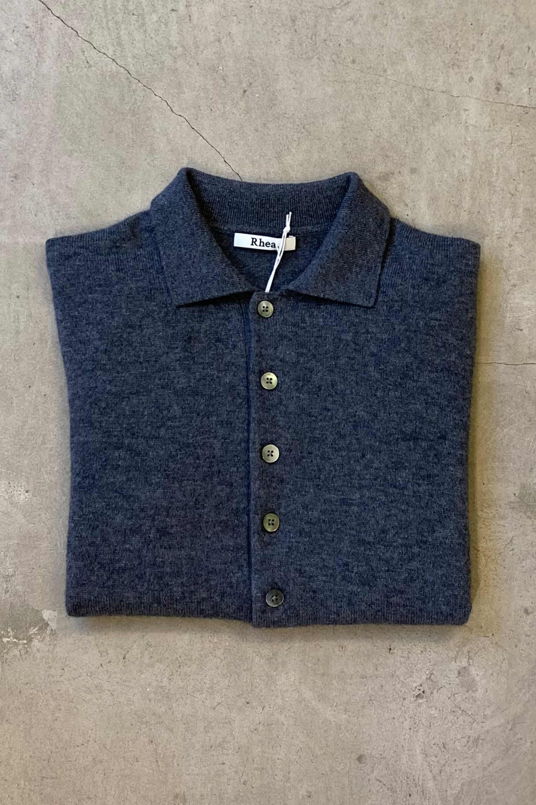 Merino/cashmere polo shirt mid grey