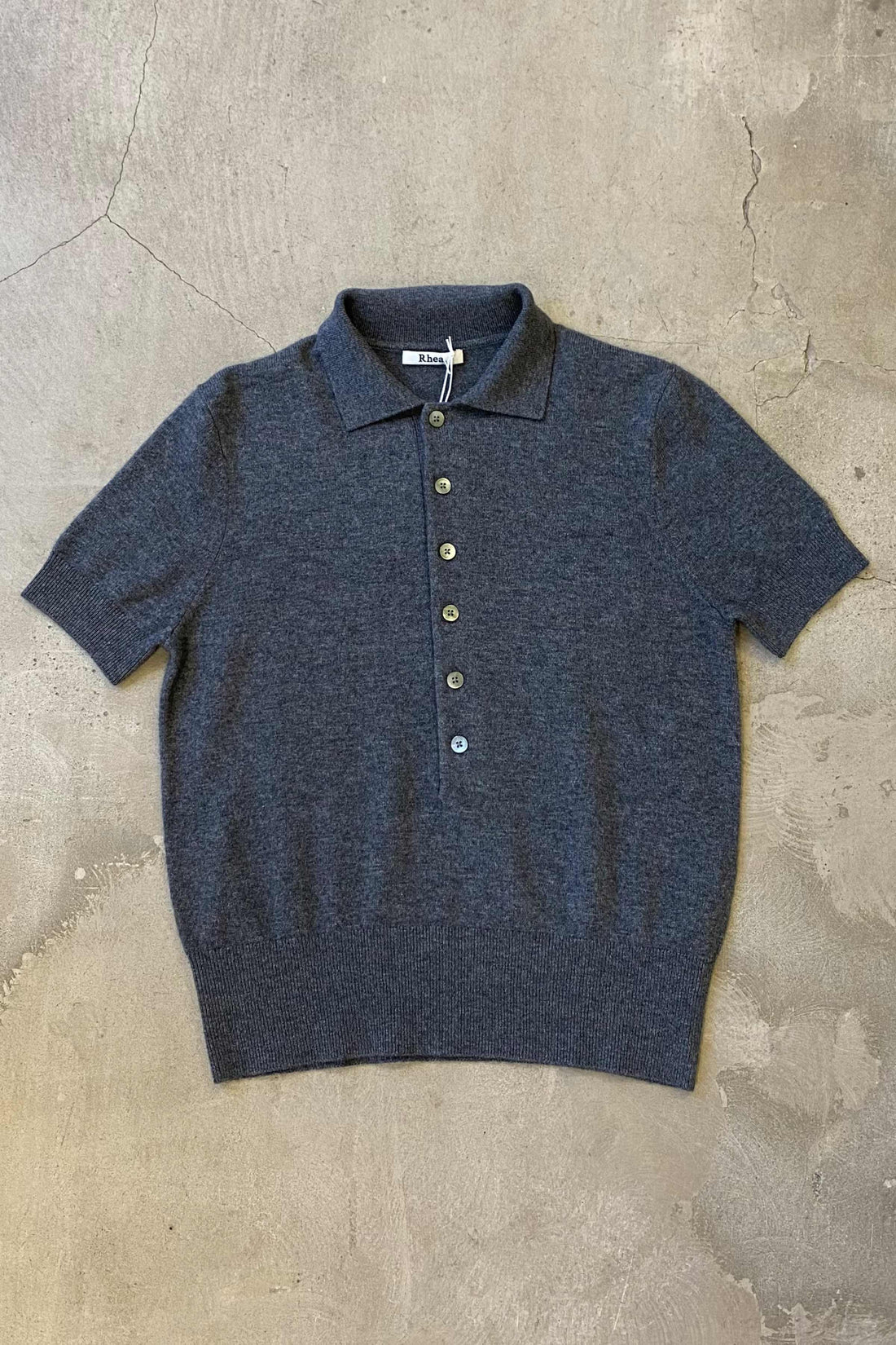 Merino/cashmere polo shirt mid grey