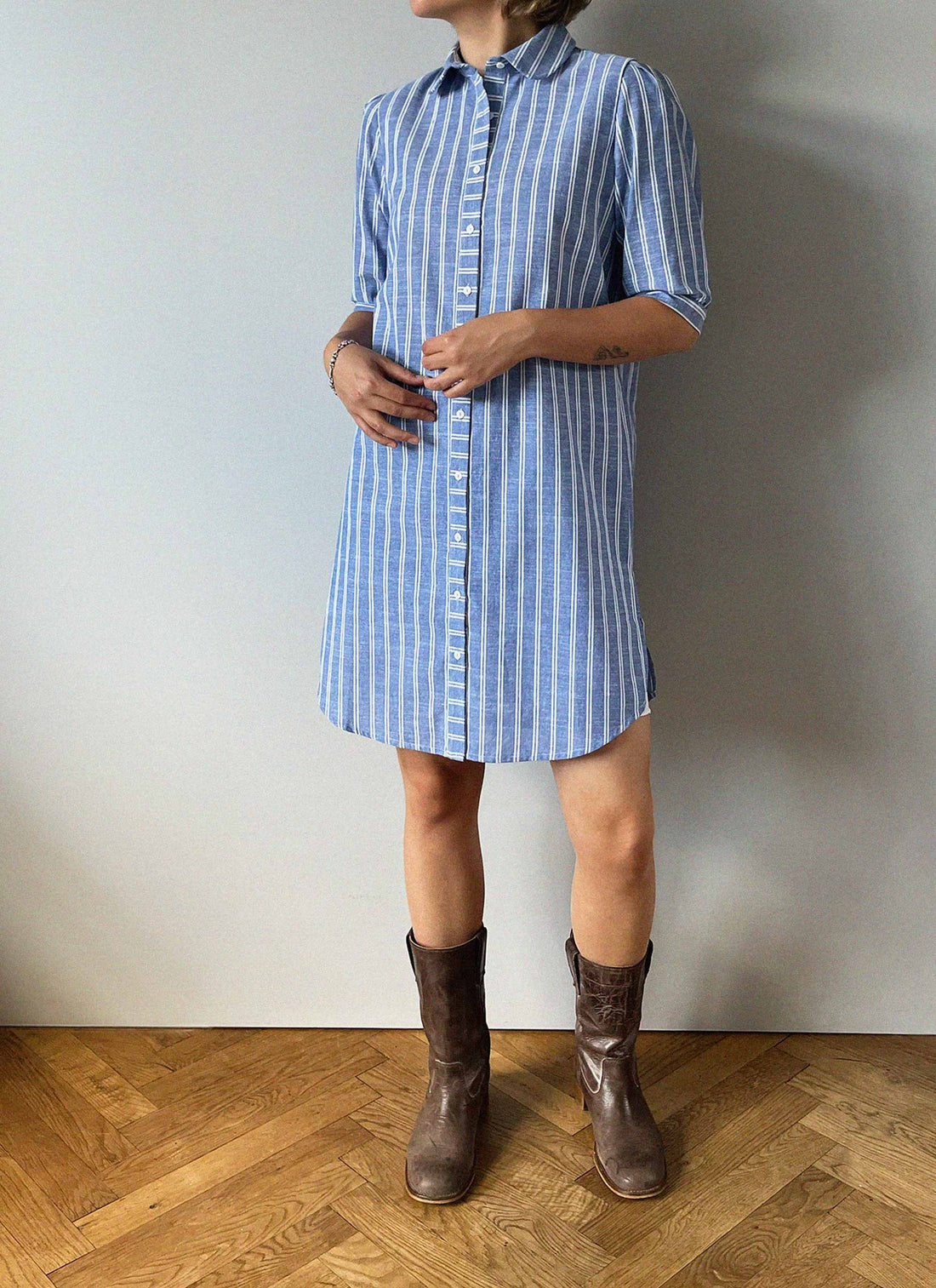 Rosa dress blue/white stripe