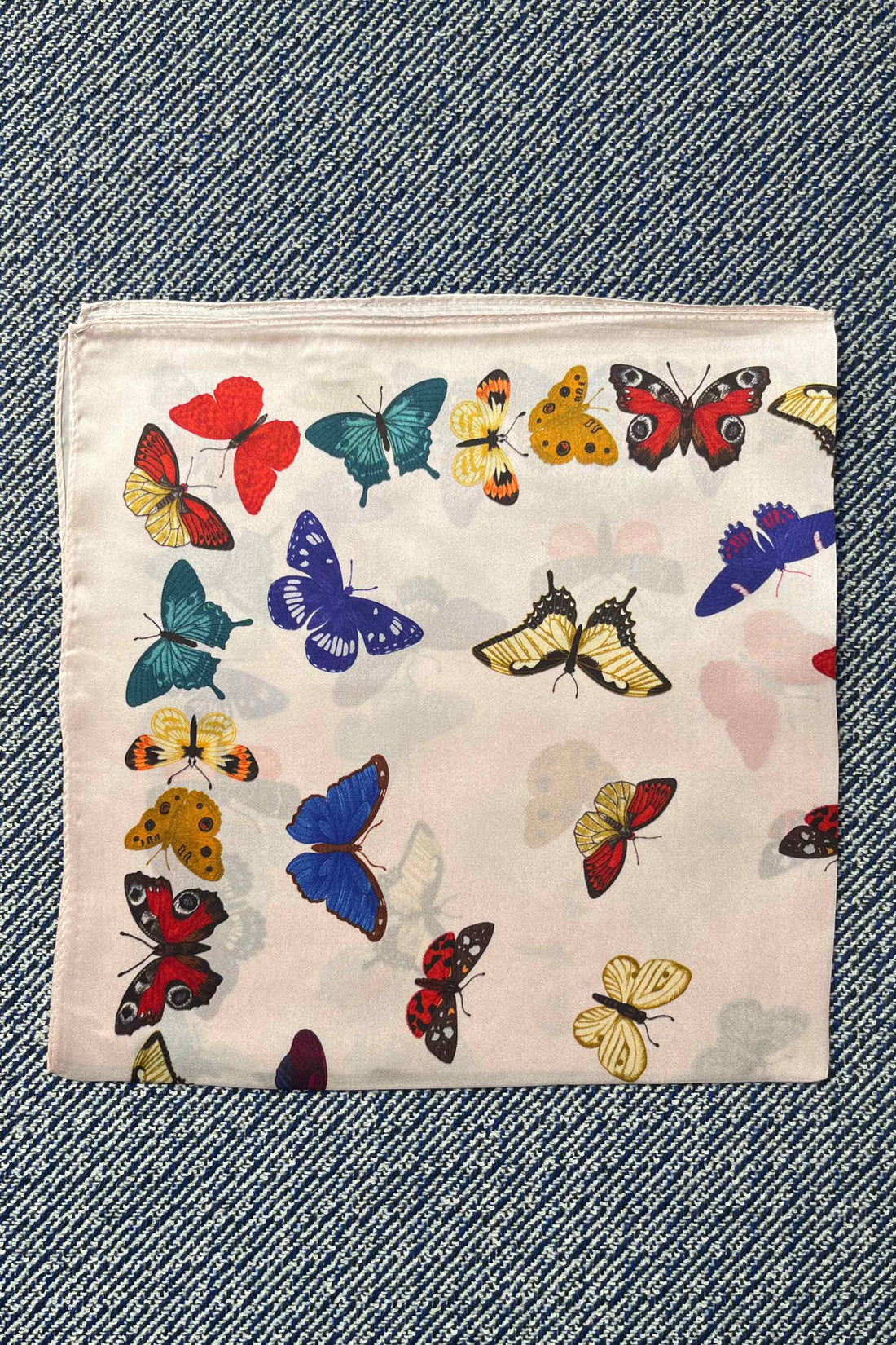 Silk scarf rose/multi  butterflies