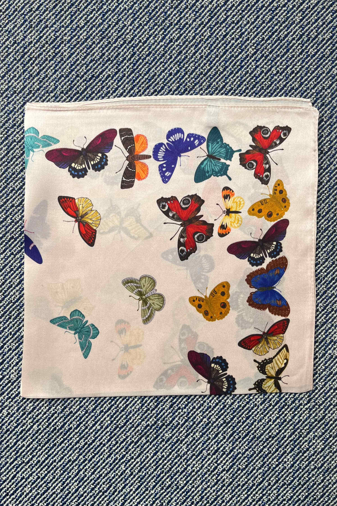Silk scarf rose/multi  butterflies