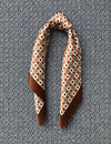 Silk scarf brown/camel/green graphic