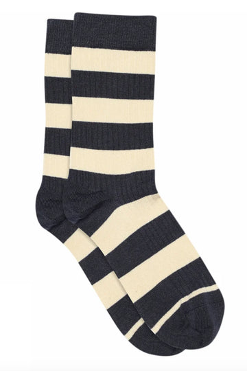 Signe viscose rib socks navy