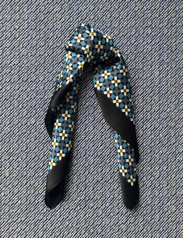 Silk scarf black/blue/lime graphic