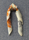 Silk scarf navy/off white paisley rust