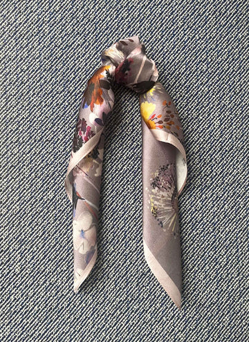 Silk scarf lavender multi flower