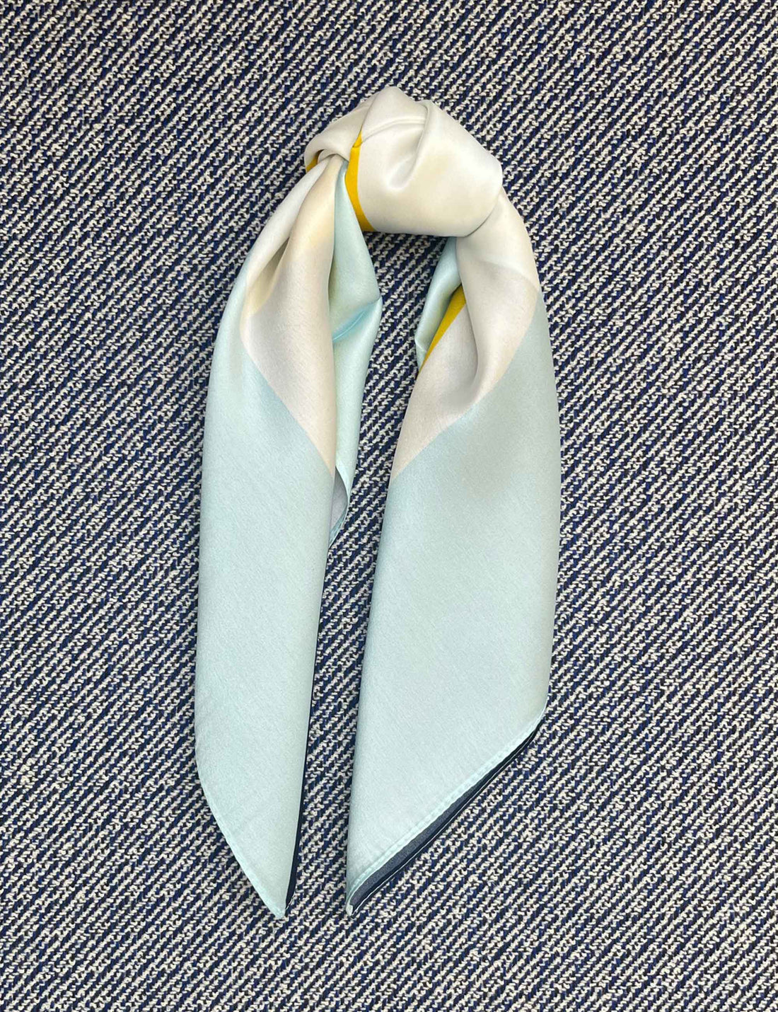 Silk scarf navy/yellow/light blue/off white graphic