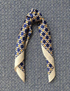 Silk scarf cyan blue/white dots