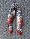 Silk scarf red/off white/black paisley