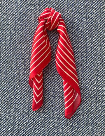 Silk scarf bright red/off-white graphic stripes