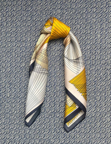 Silk scarf rose/yellow/light grey/vanilla graphic