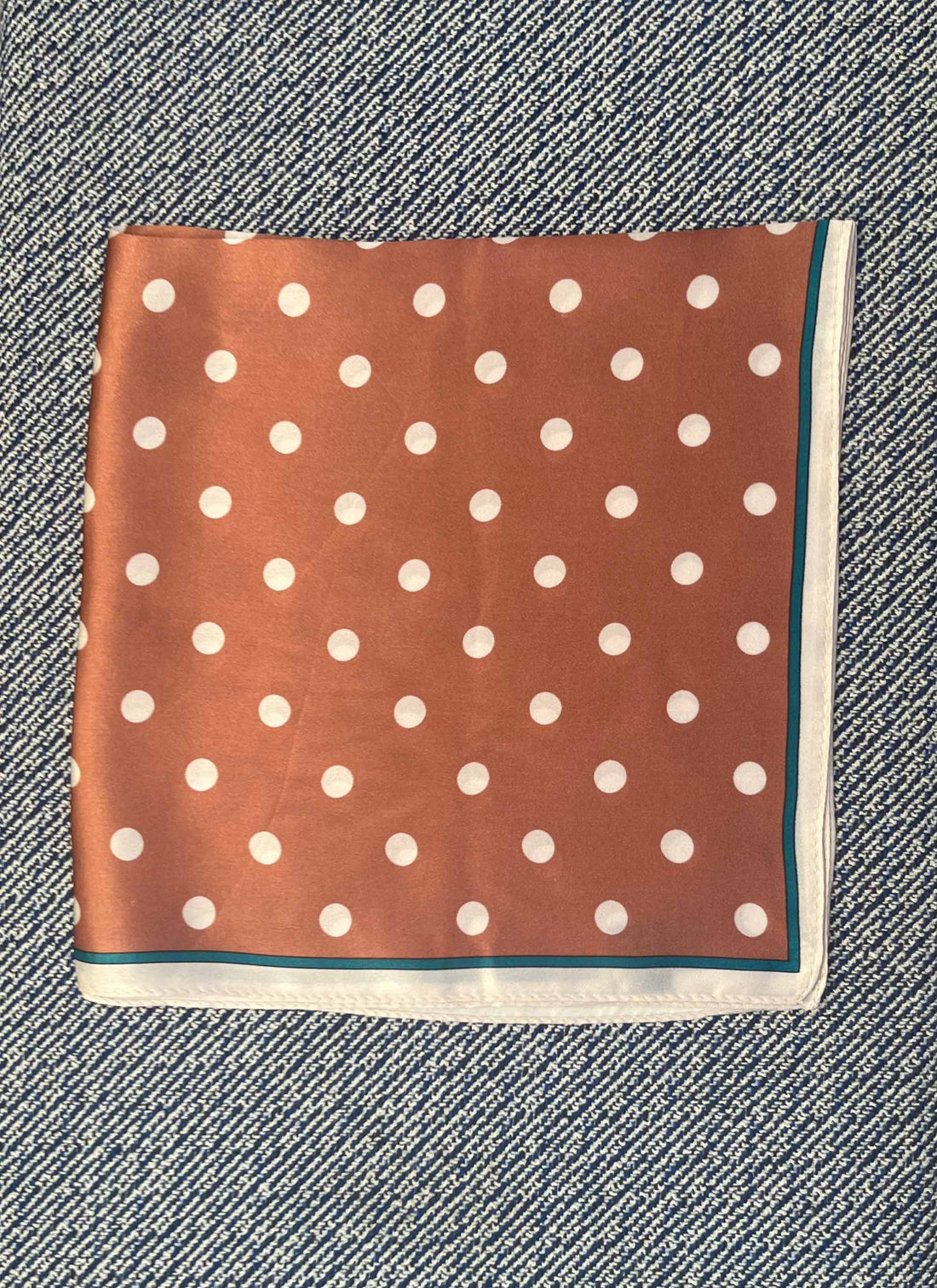 Silk scarf rust brown/cream dot