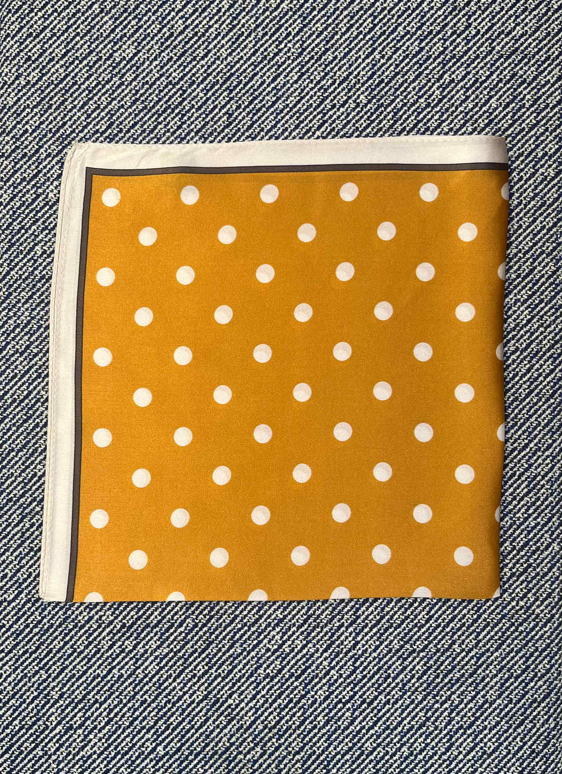 Silk scarf ocher yellow/cream dot