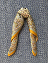 Silk scarf light orange/purple paisley