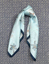 Silk scarf light turquoise blue/navy dots