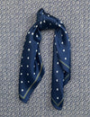 Silk scarf off white two size black dots