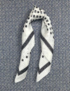 Silk scarf black/off white dots and stripe