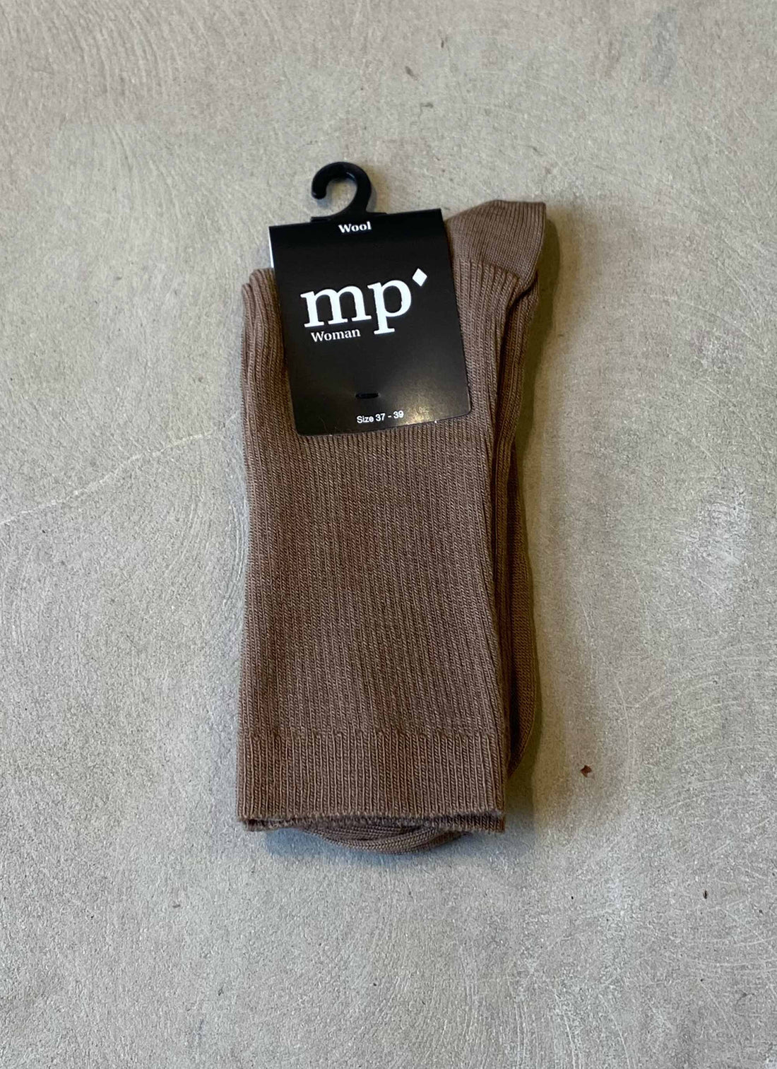 Fine wool rib socks camel