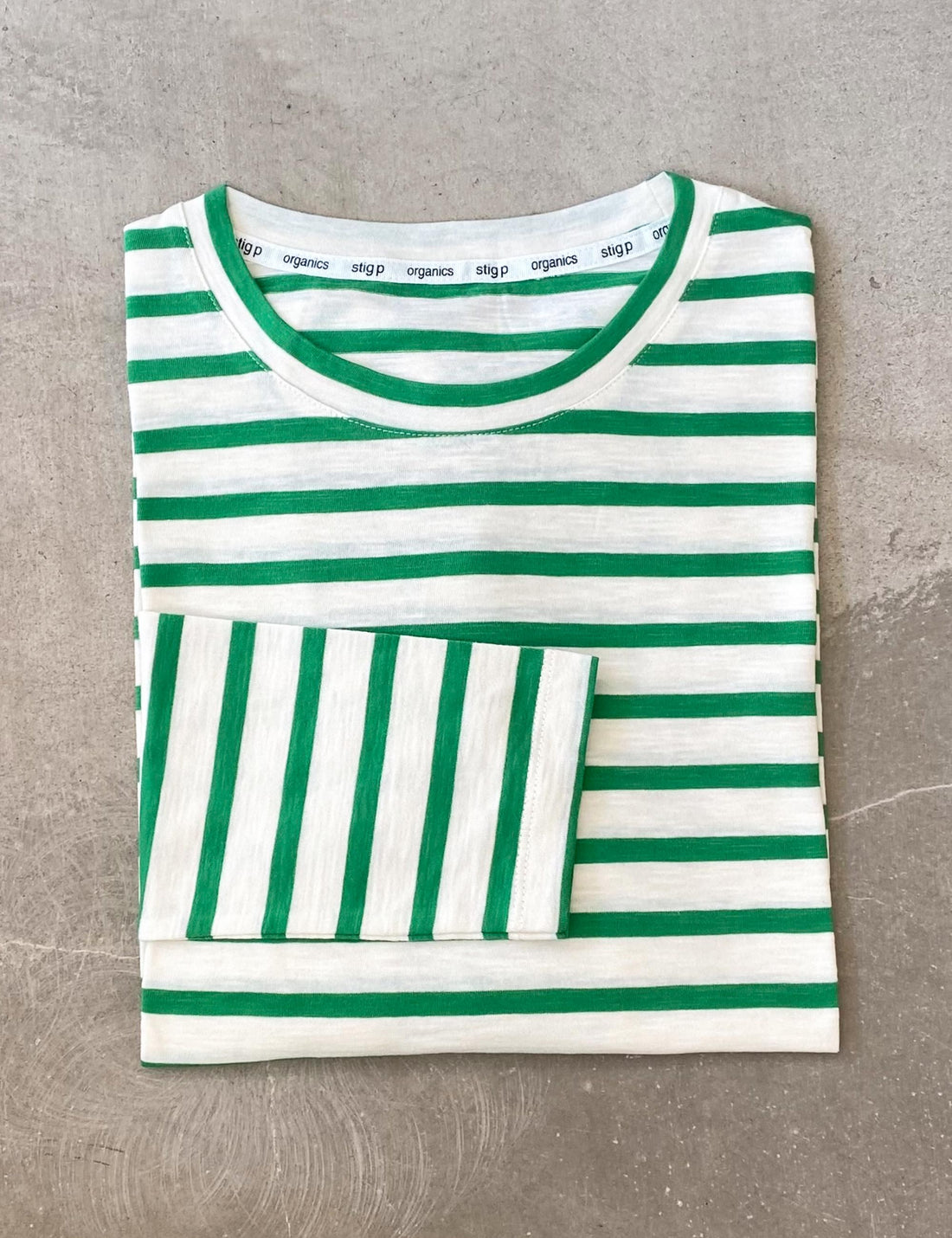 Sofia long sleeve t-shirt green/cream stripe