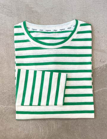 Sofia long sleeve t-shirt green/cream stripe