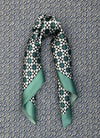 Silk scarf brown/green/white graphic print