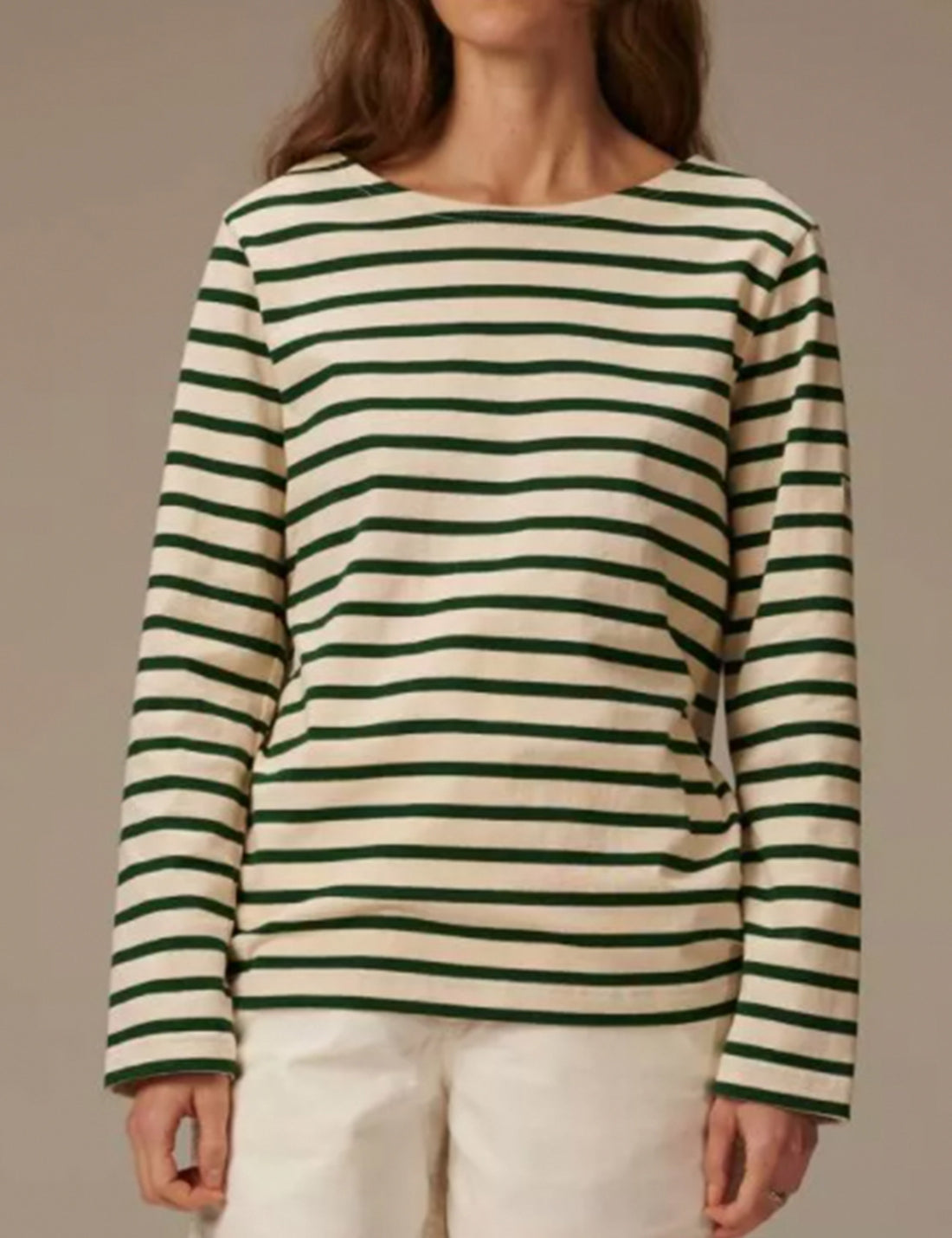 Tilda breton stripe off white/d.green