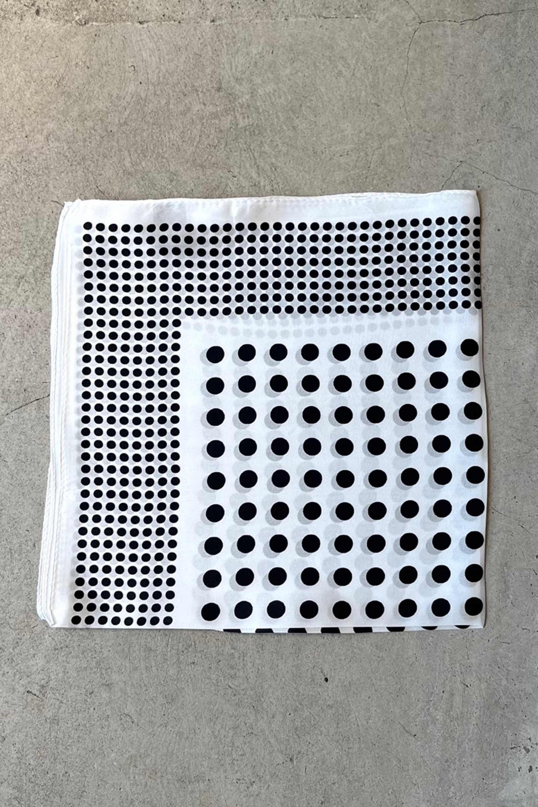 Silk scarf off white black dots